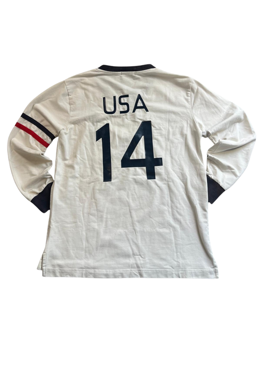 Ralph Lauren Longsleeve USA 14 White/Navy/Red - S/M