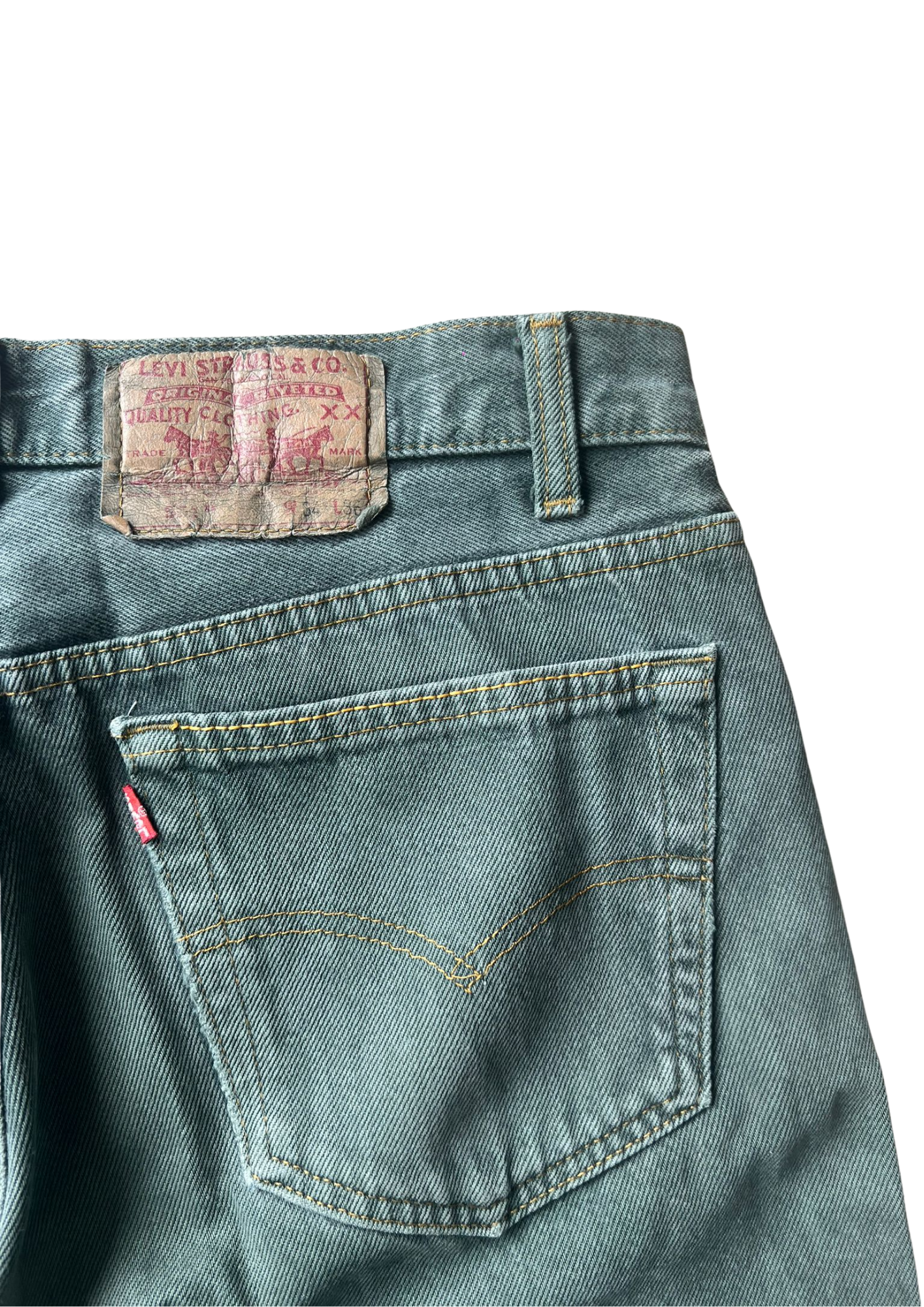 Levi's 501 Baggy Green Wash Vintage Jeans - S/M