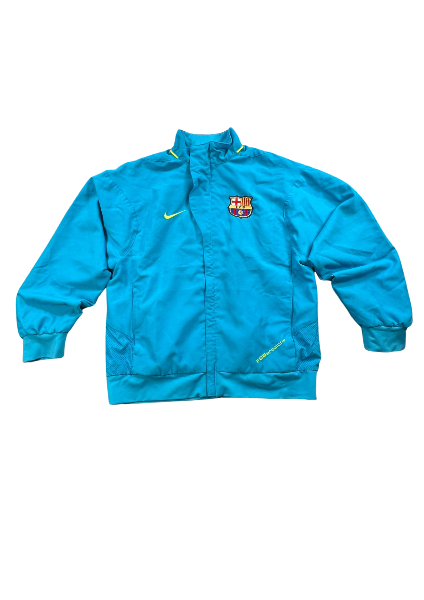 FC Barcelona Vintage Trackjacket Blauw/NeonGeel - Cropped XS