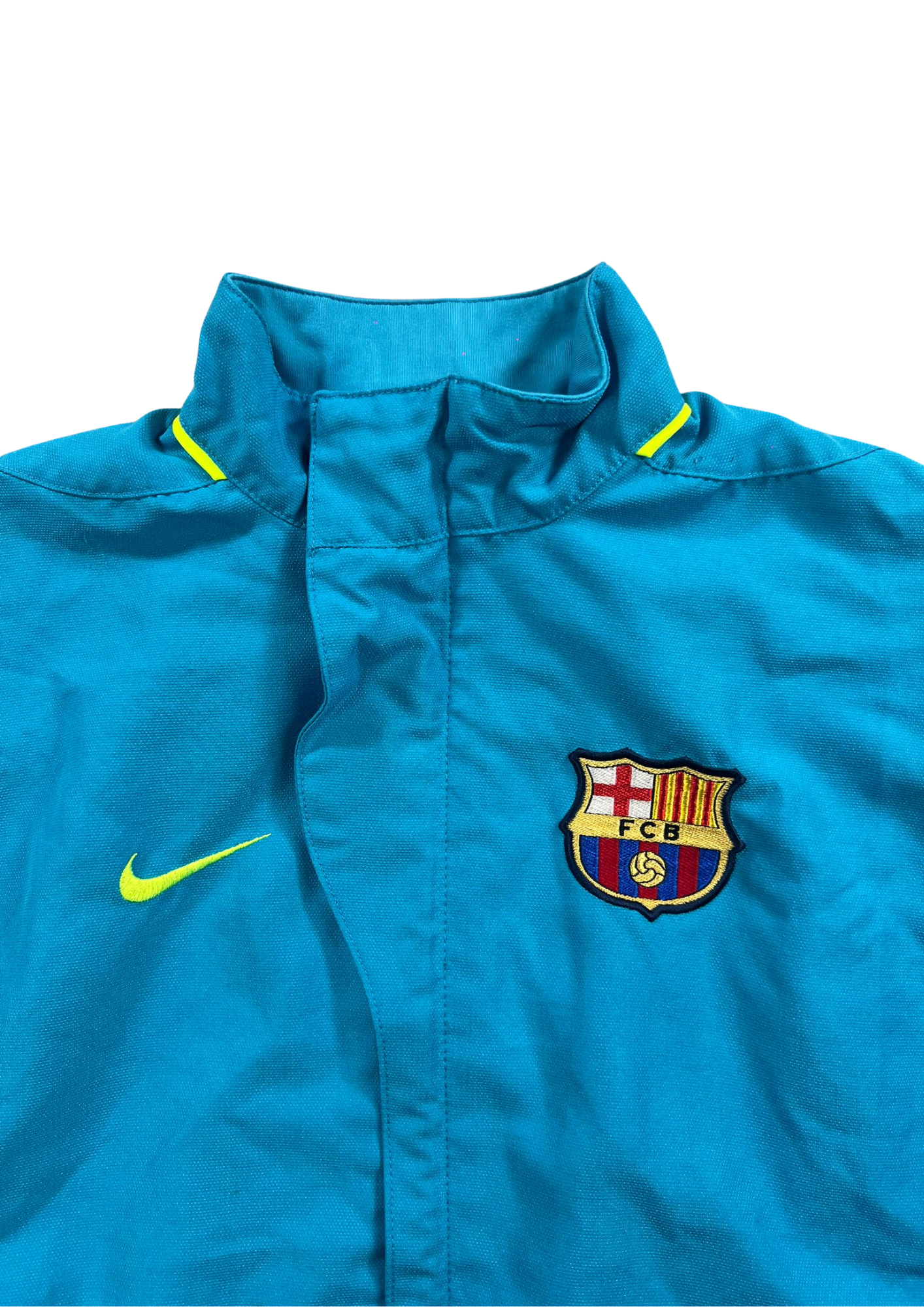 FC Barcelona Vintage Trackjacket Blauw/NeonGeel - Cropped XS