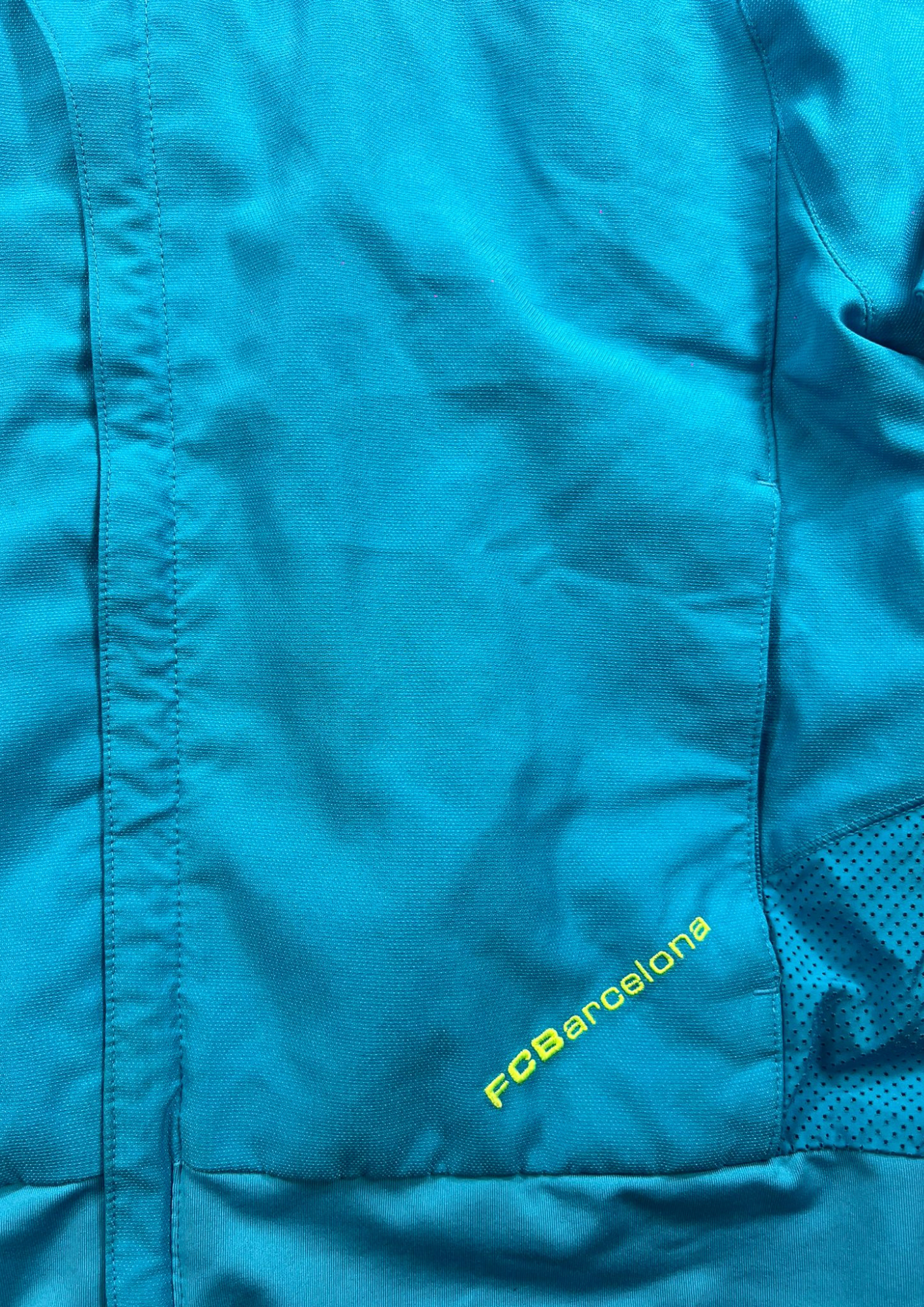 FC Barcelona Vintage Trackjacket Blauw/NeonGeel - Cropped XS