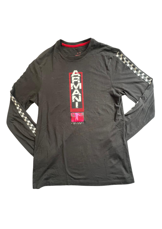 Armani Longsleeve Zwart/Rood Exchange Finish Vlag - S