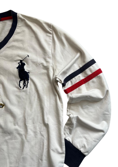 Ralph Lauren Longsleeve USA 14 White/Navy/Red - S/M