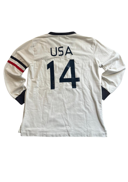 Ralph Lauren Longsleeve USA 14 White/Navy/Red - S/M