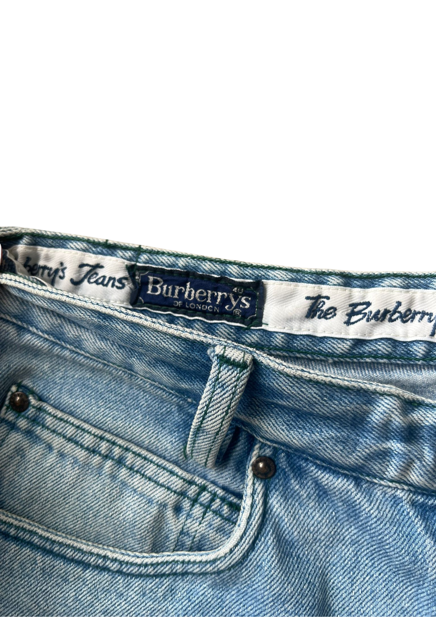 Burberry Green Logo Vintage Jeans - Baggy S