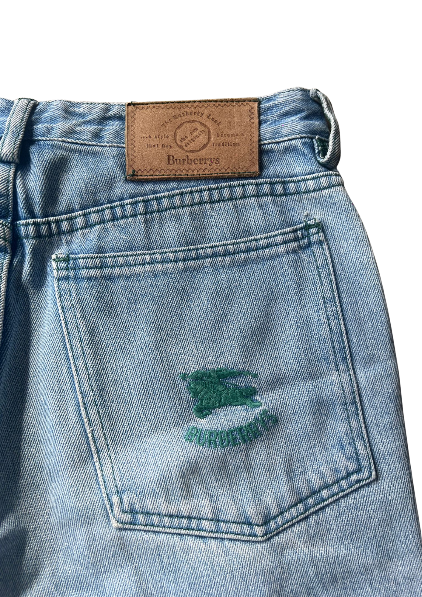 Burberry Green Logo Vintage Jeans - Baggy S