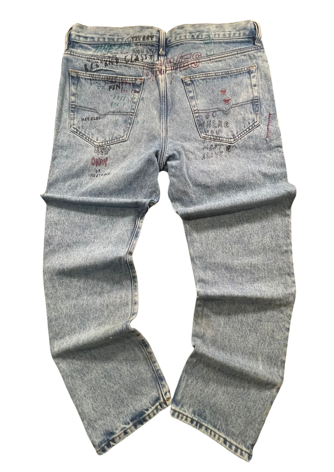 Rare Diesel Denim Jeans Printed Vintage - Maat 36/M - Baggy Fit