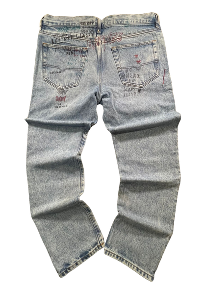 Rare Diesel Denim Jeans Printed Vintage - Maat 36/M - Baggy Fit