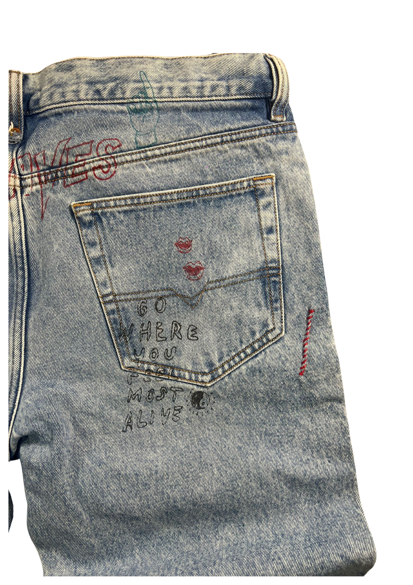 Rare Diesel Denim Jeans Printed Vintage - Maat 36/M - Baggy Fit
